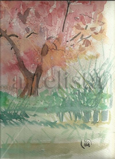 ARBRE EN FLOR ACUARELA Watercolour Paper Landscaping