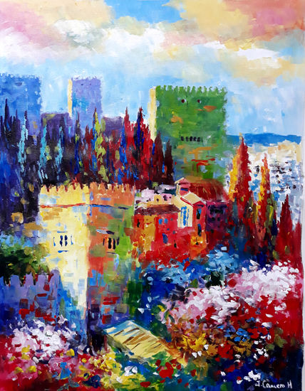 Alhambra y albaicin. Granada Acrylic Canvas Landscaping