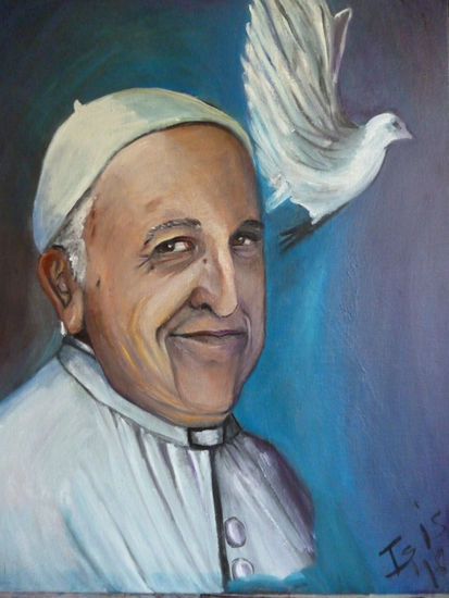 PAPA FRANCISCO Oil Canvas Portrait