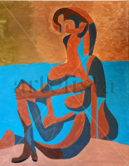 mujer tomando el sol Acrylic Canvas Nude Paintings