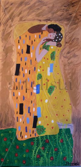 el beso de Klimt Acrylic Canvas Portrait