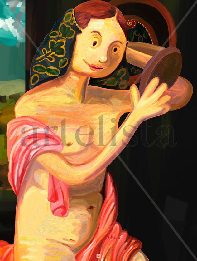 Joven desnuda frente al espejo