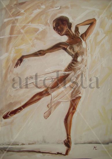 BUTTERFLY LARGE 100X70CM ballerina brown light ORIGINAL OIL PAINTING, GIFT, Óleo Lienzo Figura