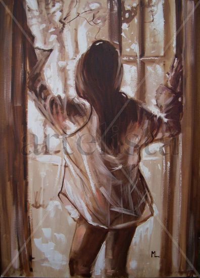 " IN YOUR SHIRT... " - original oil painting on canvas, gift Oil Canvas Nude Paintings