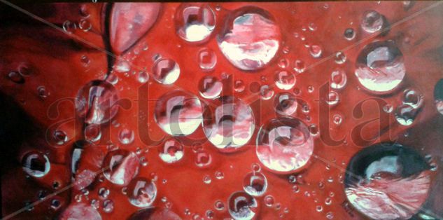 Gotas de Pasión Acrylic Panel Floral Painting