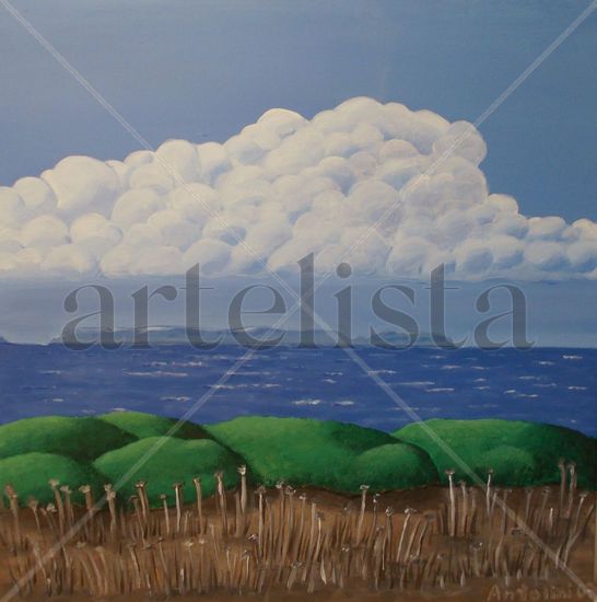 Mountains of clouds over Cabrera Acrylic Canvas Marine Painting