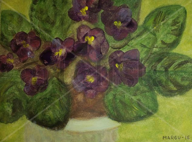 Violetas Acrylic Paper Floral Painting