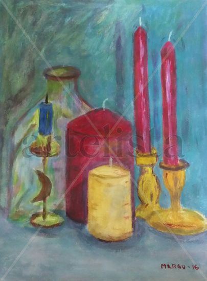 Noche de velas Acrylic Paper Still Life Paintings