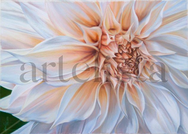 Dalia " café au late" Pastel Paper Floral Painting