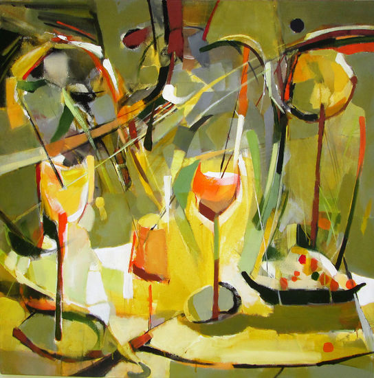 Bodegón con copas Acrylic Canvas Still Life Paintings