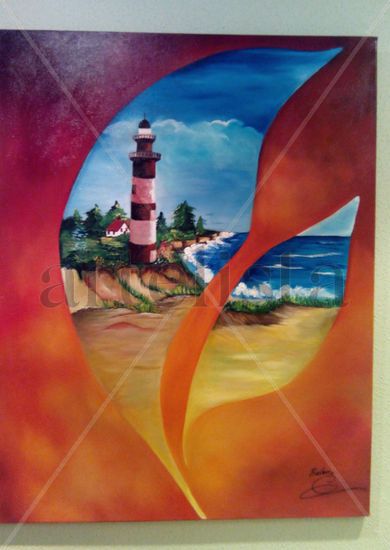 FARO EN SILUETA DE PLUMA Oil Canvas Landscaping