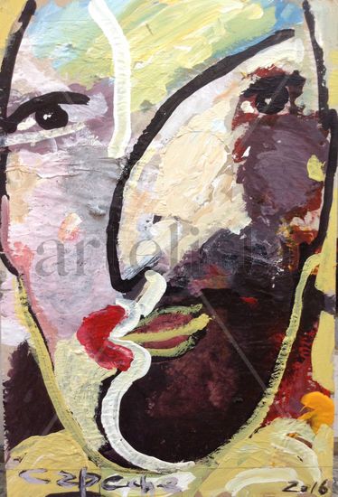 Beso Mixed media Panel Portrait