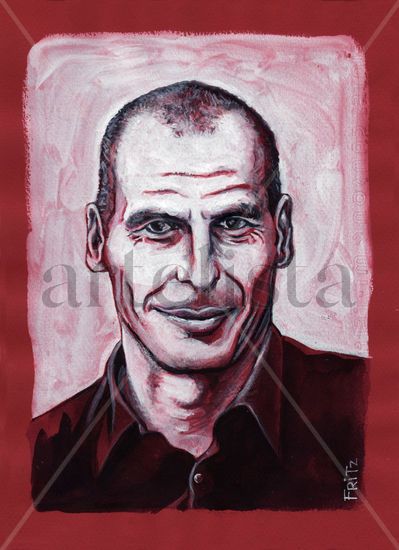 Yanis Varoufakis Mixed media Paper Portrait