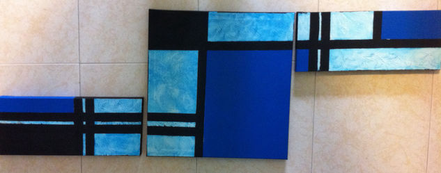 triptico azul Acrylic Canvas Others