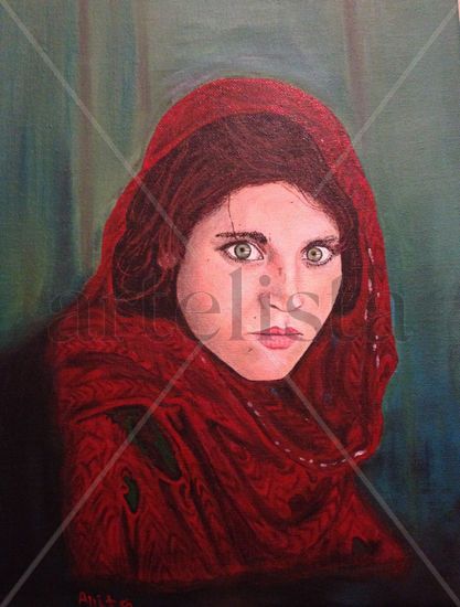 Afghan Girl Acrylic Canvas Portrait