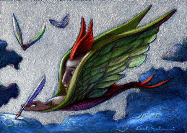 LAS ALAS DEL ESCRITOR Acrylic Panel Figure Painting