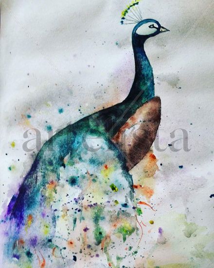 Pavo irreal Watercolour Paper Animals