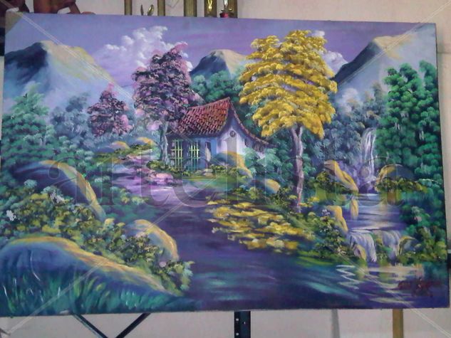 paisaje alto relieve venezolano Media Mixta Lienzo Paisaje