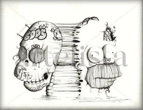 Skull Homer  b/w