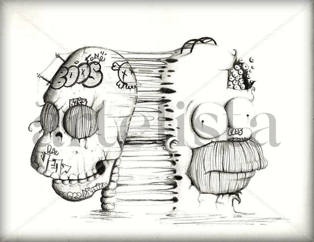 Skull Homer  b/w