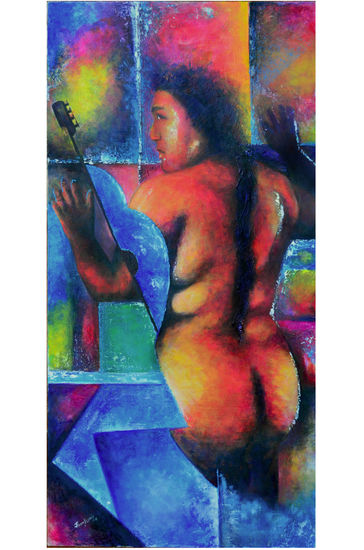 Mujer Guitarra Acrylic Canvas Nude Paintings