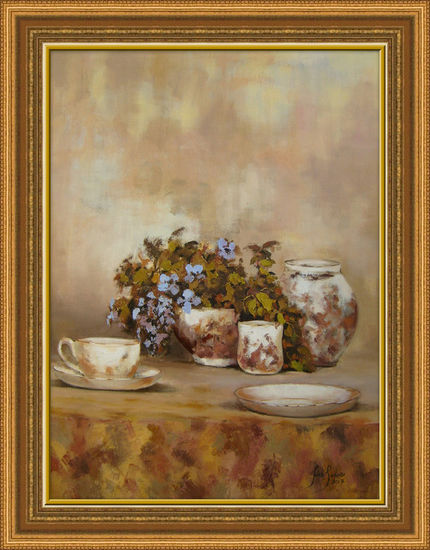 Bodegón de flores azules Oil Canvas Still Life Paintings