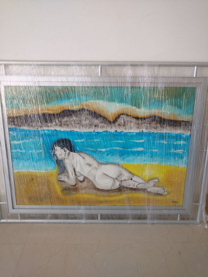 playa de arena Oil Textile Nude Paintings