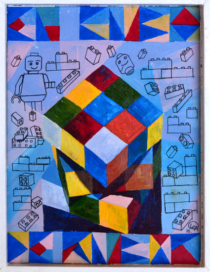 El Cubo Rubik Acrylic Panel Figure Painting