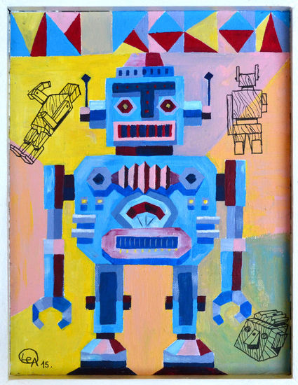 El Robot Acrylic Panel Figure Painting