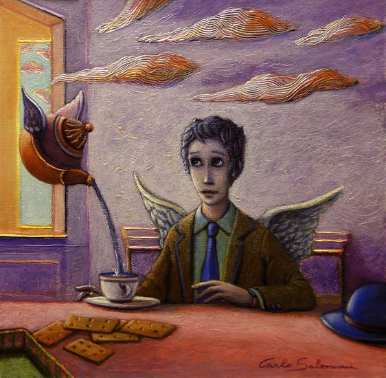 EL DESAYUNO DE ÁNGEL - (enmarcado), 2016 Acrylic Canvas Figure Painting