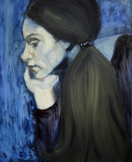 In blue: Melancholy Óleo Tela Figura