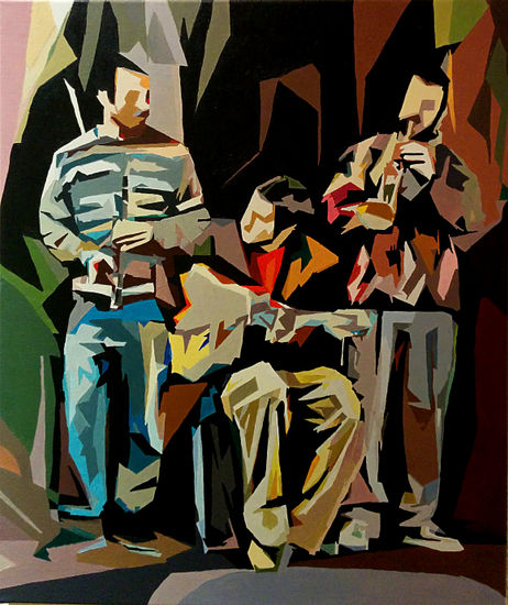 Tres Musicos Oil Canvas Figure Painting