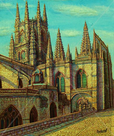 Catedral de Burgos, desde Fernán González Oil Panel Others