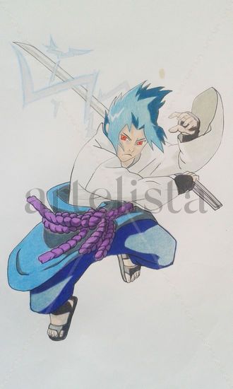 Sasuke Uchiha Pencil (coloured) Paper Others