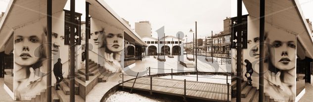 Stairs and faces (sepia) Architecture and Interiorism Color (Digital)