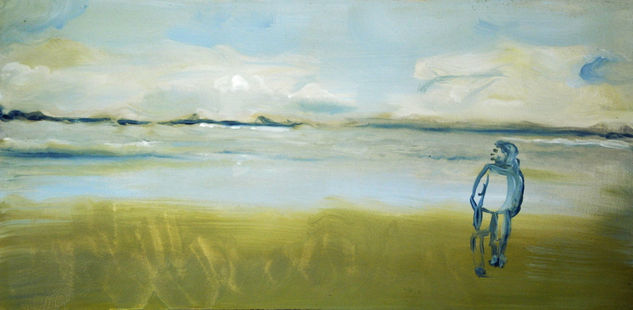 By the sea 1 Oil Panel Figure Painting