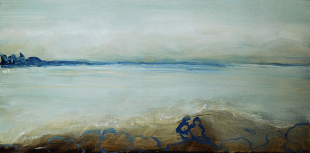 By the sea 2 Oil Panel Figure Painting