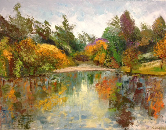 jardín junto al lago