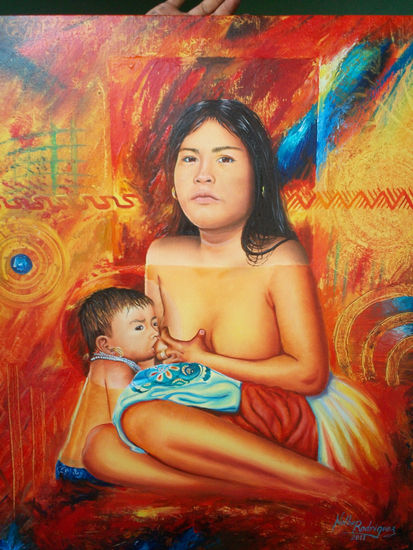 Instinto maternal Oil Canvas Figure Painting