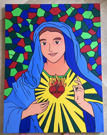 Virgen del Sagrado Corazon Acrílico Lienzo Retrato