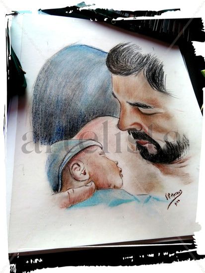 amor paterno Pastel Paper Portrait