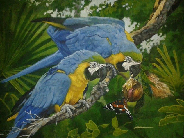 UN GRITO EN LA SELVA. Oil Canvas Animals