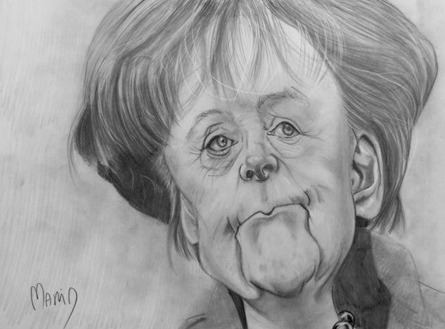 caricatura de Angela Merkel Lápiz