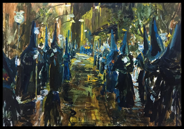 Procesión Oil Canvas Figure Painting