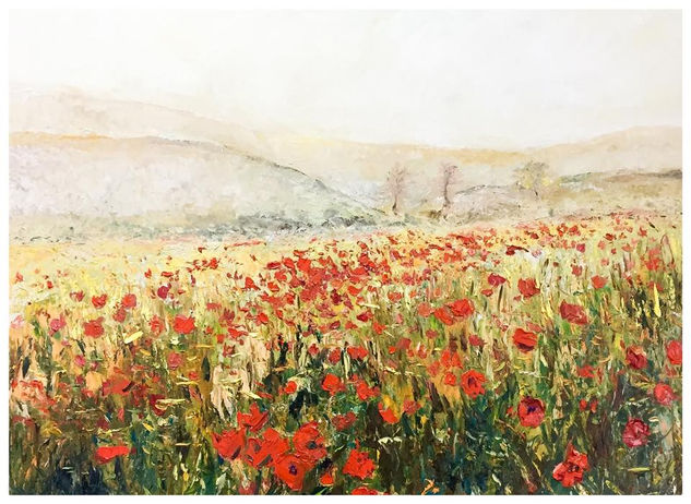 Campo de amapolas Oil Canvas Landscaping