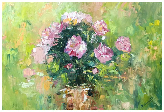 Unas rosas Oil Canvas Still Life Paintings