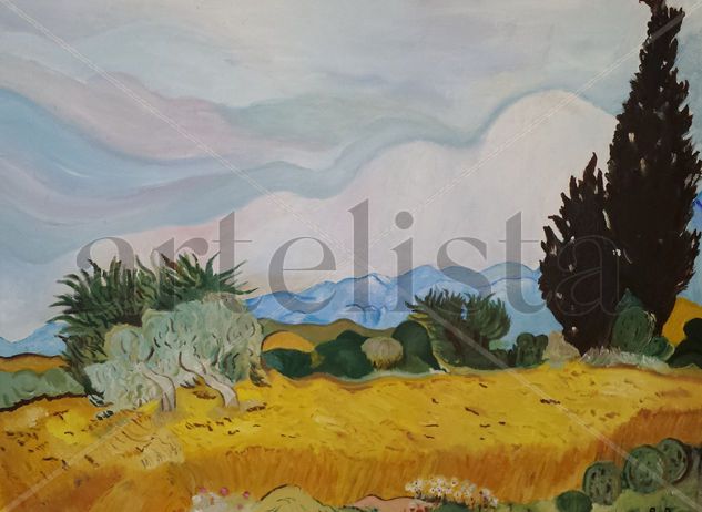 CAMPO DE TRIGO CON CIPRESES Oil Canvas Landscaping