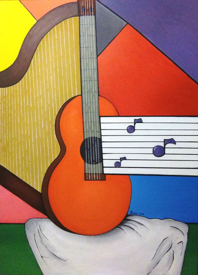 Melodía de arpa y guitarra Acrylic Canvas Still Life Paintings