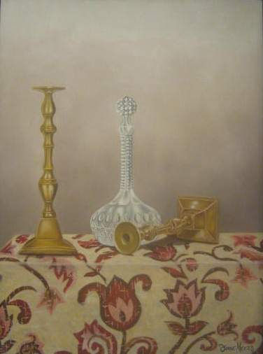 candelabros Oil Textile Still Life Paintings