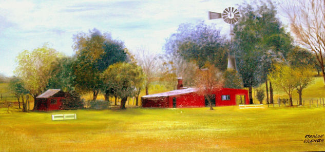 Casco de antigua estancia de Correa Pcia. Buenos Aires Argentina Oil Panel Landscaping